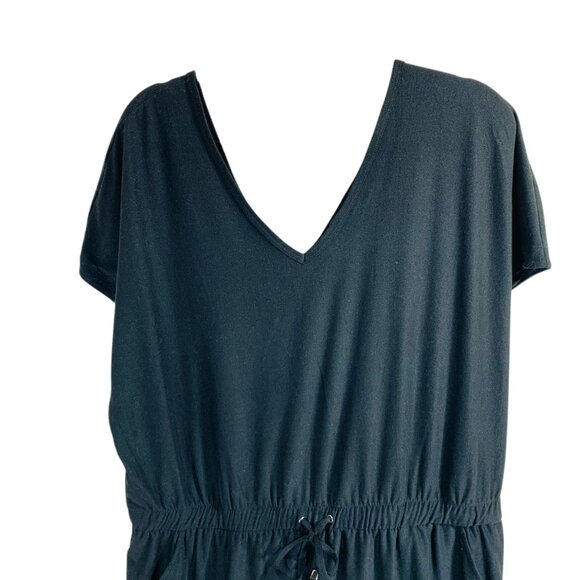 curvy, plus size black jumpsuit Deep V neckline size xl Sansara - Picture 9 of 15